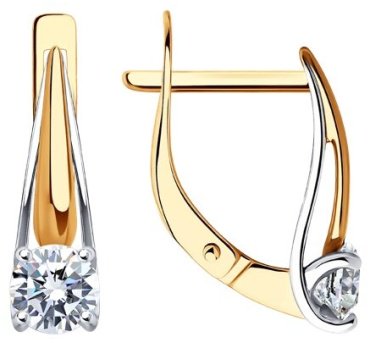 Серьги Diamant 51-120-01727-1 вес 2.21 г золото, фианит купить,189979