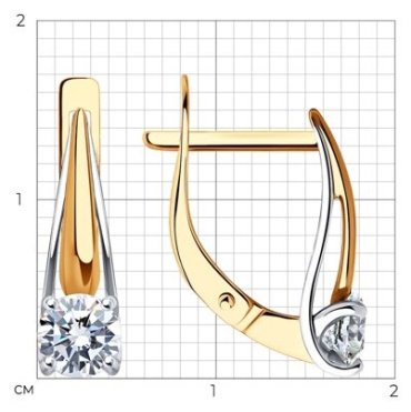 Серьги Diamant 51-120-01727-1 вес 2.21 г золото, фианит купить,189979