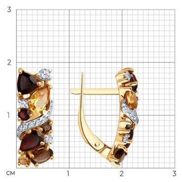 Серьги Diamant 51-320-02168-3 вес 3.51 г золото, гранат купить,NaN