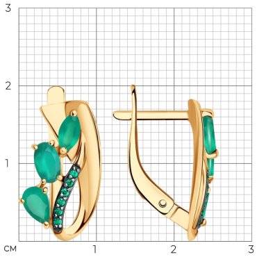 Серьги SOKOLOV 728077 вес 2.79 г золото, агат купить,NaN