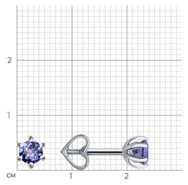 Пусеты Diamant 52-222-01656-7 вес 1.12 г золото, танзанит купить,173604