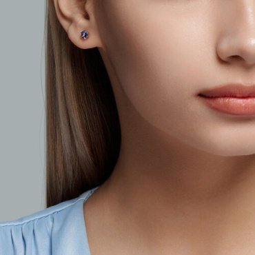 Пусеты Diamant 52-222-01656-7 вес 1.12 г золото, танзанит купить,173604