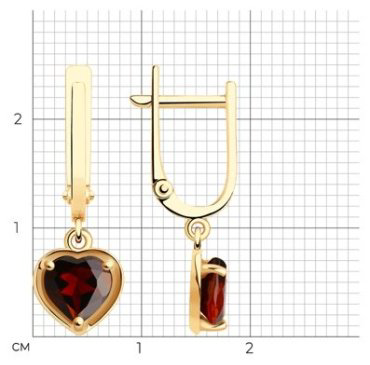 Серьги Diamant 51-321-01323-1 вес 2.13 г золото, гранат купить,164551