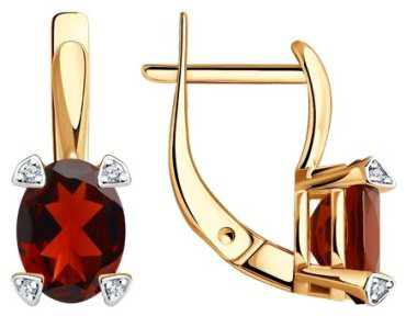 Серьги Diamant 51-320-01968-2 вес 2.81 г золото, гранат купить,232567