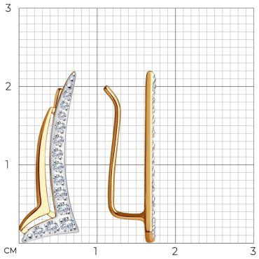 Кафф Diamant 51-120-01635-1 вес 1.6 г золото, фианит купить,133873