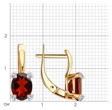 Серьги Diamant 51-320-01968-2 вес 2.81 г золото, гранат купить,232567