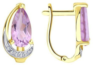 Серьги Diamant 51-320-00620-2 вес 2.92 г золото, аметист купить,291999