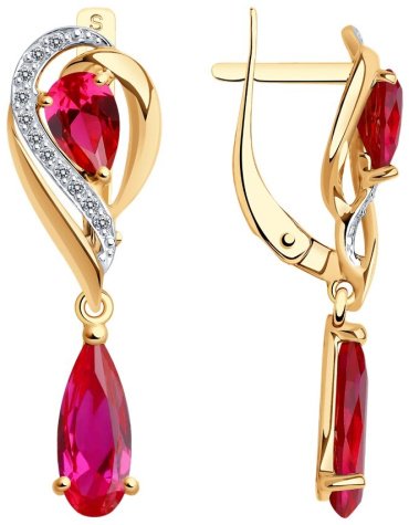 Серьги SOKOLOV 724967 вес 2.96 г золото, фианит, корунд