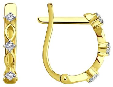 Серьги Diamant 53-120-01488-1 вес 1.99 г золото, фианит купить,165780