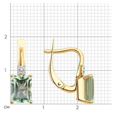 Серьги Diamant 51-320-02423-2 вес 2.79 г золото, корунд купить,265293