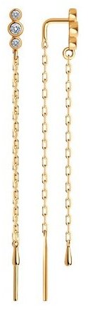 Серьги-цепочки SOKOLOV 029910 вес 1.27 г золото, фианит купить,145794