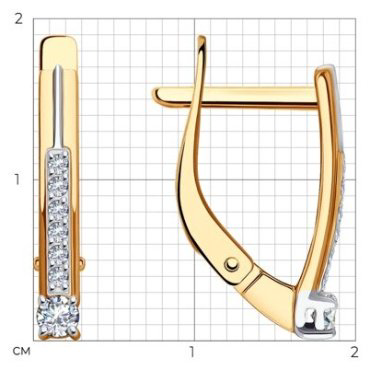 Серьги Diamant 51-120-01994-1 вес 1.95 г золото, фианит купить,150966
