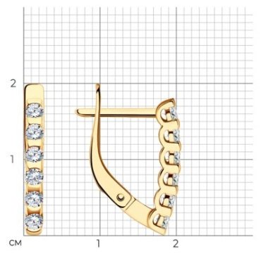 Серьги Diamant 51-120-02033-1 вес 2.16 г золото, фианит купить,223867