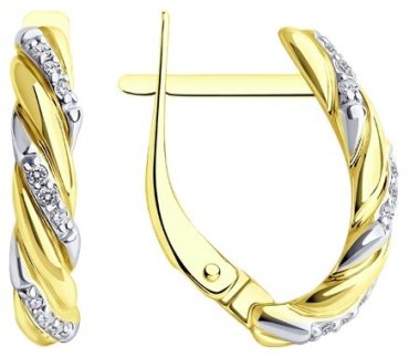 Серьги Diamant 53-120-02075-1 вес 2.68 г золото, фианит купить,196572
