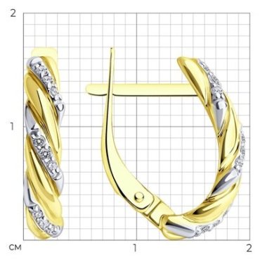 Серьги Diamant 53-120-02075-1 вес 2.68 г золото, фианит купить,196572