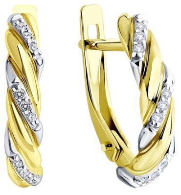 Серьги Diamant 53-120-02075-1 вес 2.68 г золото, фианит купить,196572
