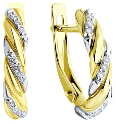 Серьги Diamant 53-120-02075-1 вес 2.68 г золото, фианит купить,196572