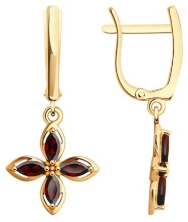 Серьги Diamant 51-321-02446-2 вес 2.73 г золото, гранат купить,214911