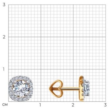 Пусеты Diamant 51-122-02355-1 вес 1.69 г золото, фианит купить,NaN