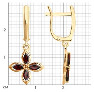 Серьги Diamant 51-321-02446-2 вес 2.73 г золото, гранат купить,214911