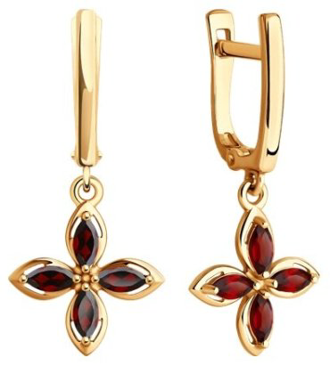 Серьги Diamant 51-321-02446-2 вес 2.73 г золото, гранат купить,214911