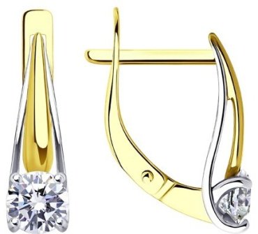 Серьги Diamant 53-120-01727-1 вес 2.12 г золото, фианит купить,NaN