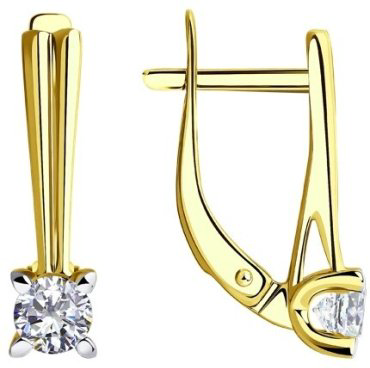 Серьги Diamant 53-120-00782-1 вес 2.2 г золото, фианит купить,226999