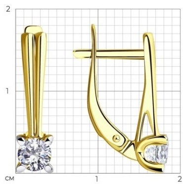 Серьги Diamant 53-120-00782-1 вес 2.2 г золото, фианит купить,226999