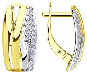 Серьги Diamant 53-120-00231-1 вес 2.92 г золото, фианит купить,298353