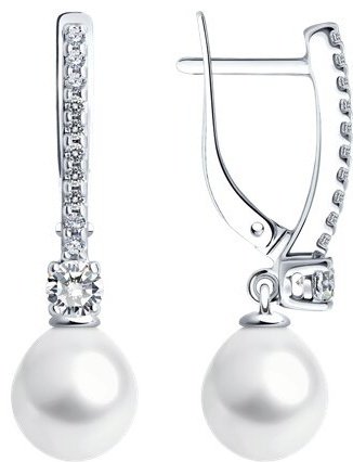 Серьги SOKOLOV 92022973 вес 3.9 г серебро, жемчуг купить,30780