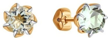 Пусеты Diamant 51-322-01774-6 вес 1.69 г золото, празиолит купить,149783