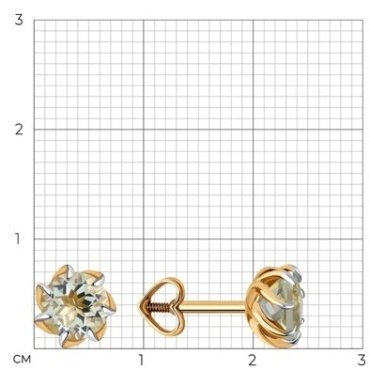 Пусеты Diamant 51-322-01774-6 вес 1.69 г золото, празиолит купить,149783