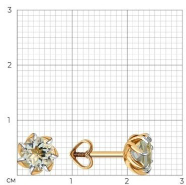 Пусеты Diamant 51-322-01774-6 вес 1.69 г золото, празиолит купить,149783