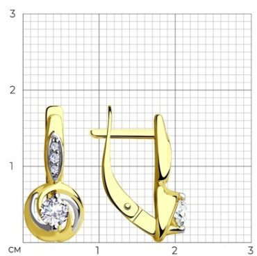 Серьги Diamant 53-120-00378-1 вес 2.64 г золото, фианит купить,216352
