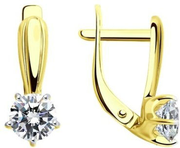 Серьги Diamant 53-120-00099-1 вес 2.47 г золото, фианит купить,267039