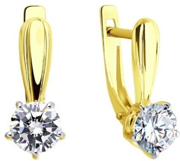 Серьги Diamant 53-120-00099-1 вес 2.47 г золото, фианит купить,267039