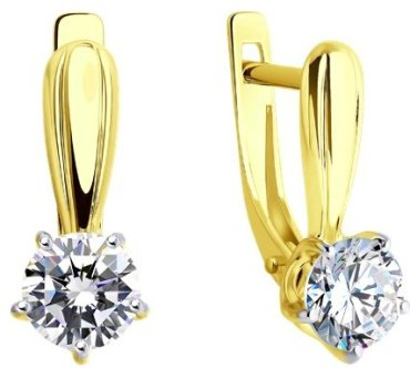 Серьги Diamant 53-120-00099-1 вес 2.47 г золото, фианит купить,267039
