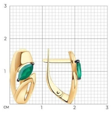 Серьги Diamant ПД 51-320-01444-3 вес 2.5 г золото, агат купить,204999