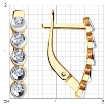 Серьги Diamant 51-120-02373-1 вес 2.39 г золото, фианит купить,191040