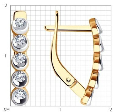 Серьги Diamant 51-120-02373-1 вес 2.39 г золото, фианит купить,191040