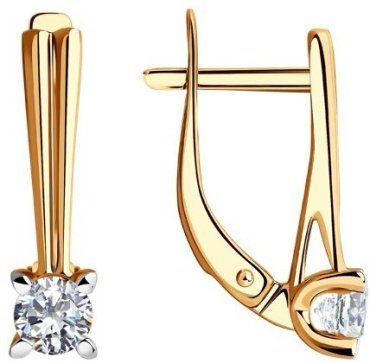 Серьги Diamant 51-120-00782-1 вес 2.12 г золото, фианит купить,173839