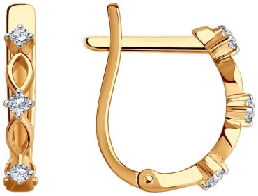 Серьги Diamant 51-120-01488-1 вес 1.98 г золото, фианит купить,158843