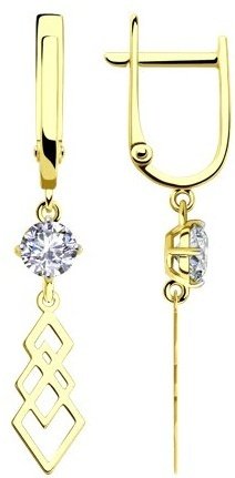 Серьги Diamant 53-121-01567-1 вес 2.31 г золото, фианит купить,224490