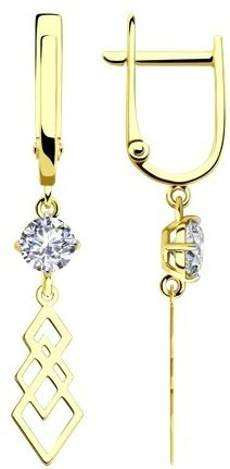 Серьги Diamant 53-121-01567-1 вес 2.31 г золото, фианит купить,224490