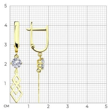Серьги Diamant 53-121-01567-1 вес 2.31 г золото, фианит купить,224490