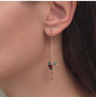 Серьги-цепочки SOKOLOV 725374 вес 2.65 г золото, родолит, фианит купить,222357