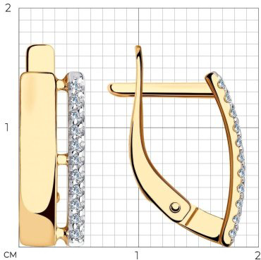 Серьги Diamant 51-120-00429-1 вес 2.08 г золото, фианит купить,167873