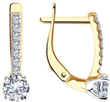 Серьги SOKOLOV Diamonds 51-120-02334-1 вес 2.1 г золото, фианит купить,207801