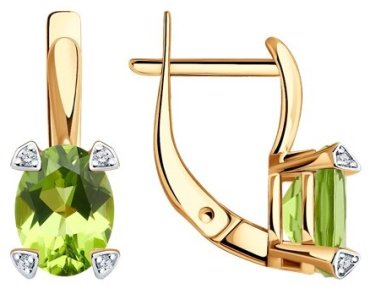 Серьги Diamant 51-320-01968-3 вес 2.68 г золото, хризолит купить,202010
