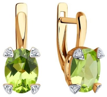 Серьги Diamant 51-320-01968-3 вес 2.68 г золото, хризолит купить,202010
